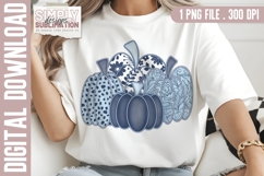 Blue Fall Pumpkin Sublimation PNG | DTF Design Product Image 1