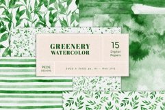 Green Watercolor Digital Papers Product Image 1