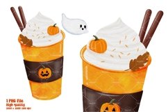 Halloween Coffee Watercolor Png,Clipart Product Image 3