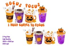 Halloween Coffee Watercolor Png,Clipart Product Image 2