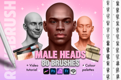 Procreate Male Head Portrait Pose Anatomy brushes Product Image 1