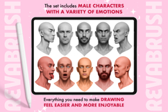 Procreate Male Head Portrait Pose Anatomy brushes Product Image 5