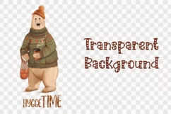 Polar Bear Sublimation PNG, Hygge Time, Bear, Coffee, Orange Product Image 2