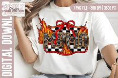 Camo Fire Checkered Mama with Bow Sublimation Design | Png | Product Image 3