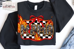 Camo Fire Checkered Mama with Bow Sublimation Design | Png | Product Image 2