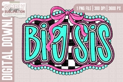 Turquoise and Pink Checkered Big Sis &amp; Lil Sis Design Duo Product Image 2