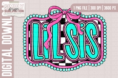 Turquoise and Pink Checkered Big Sis &amp; Lil Sis Design Duo Product Image 3