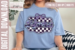Purple Camo Checkered Mama with Bow Sublimation Design | Png Product Image 3