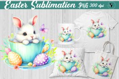 Easter rabbit in mug Sublimation | Easter clipart Product Image 1