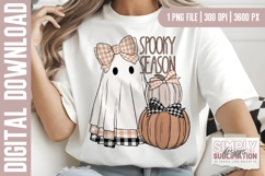 Spooky Season Plaid Ghost Halloween Sublimation Design | Png Product Image 1