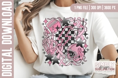 Pink Grunge Football Breast Cancer Awareness Sublimation Png Product Image 1