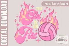 This Girl is on Fire, Pink Volleyball Design| Png | DTF Product Image 3
