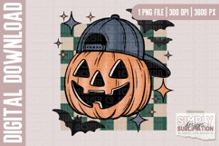 Spooky Dude Retro Pumpkin Sublimation PNG | DTF Design Product Image 2