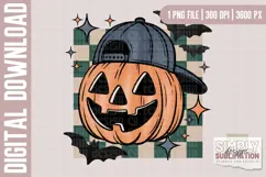 Spooky Dude Retro Pumpkin Sublimation PNG | DTF Design Product Image 2