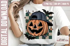 Spooky Dude Retro Pumpkin Sublimation PNG | DTF Design Product Image 1
