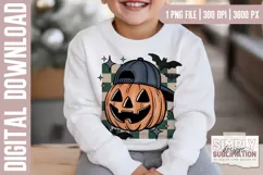 Spooky Dude Retro Pumpkin Sublimation PNG | DTF Design Product Image 3