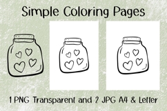 Hearts in Jar PNG JPG Coloring Pages Product Image 1