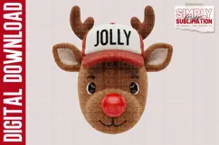 Rudolph the Red Nose Reindeer Realistic Yarn Design, Png Product Image 1