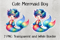 Cute Mermaid Boy PNG Product Image 1