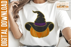 Realistic Embroidered Pumpkin Witch Patch, Halloween, Png Product Image 1