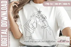 Meet me under the mistletoe, Christmas Png, Line Art Product Image 1