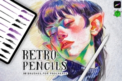 50 Retro Pencil Procreate Brushes Product Image 1