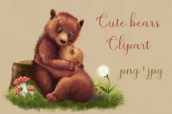 Cute Bears Clipart, Forest Baby Bears png Product Image 1