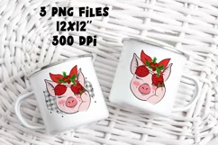 Christmas Sublimation, PNG. Warmest wishes, merry pig. Product Image 2