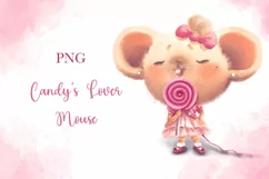 Cute Mouse with lollipop PNG, Cute Little Animals Product Image 1