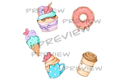 Cake stamps png, Coffee clipart, Bakery clipart, Donut png Product Image 2
