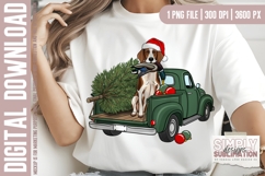 Christmas Hunting Bird Dog in Truck PNG, Sublimation, Dtf Product Image 1