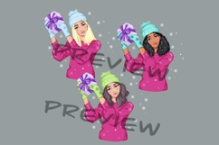 Christmas girls cliparts, Christmas gift png, New Year png Product Image 4