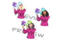 Christmas girls cliparts, Christmas gift png, New Year png Product Image 3