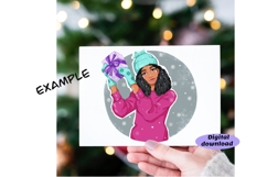 Christmas girls cliparts, Christmas gift png, New Year png Product Image 6