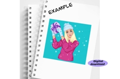 Christmas girls cliparts, Christmas gift png, New Year png Product Image 7