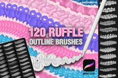 120 Procreate Ruffle Lace Embroidery dynamic brushes Product Image 1
