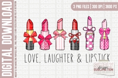 Love, Laughter &amp; Lipstick, Valentine Sublimation Png, DTF Product Image 4