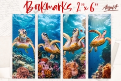 Nature bookmark sublimation designs, sea turtle, underwater Product Image 1