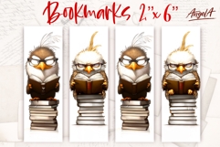 Printable kids bookmark, funny bird book stack sublimation Product Image 1