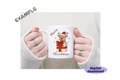 Cute cartoon reindeer with a gift box, Christmas deer png Product Image 4
