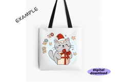 Cartoon Christmas Kitty with a gift box, Christmas cat png Product Image 5