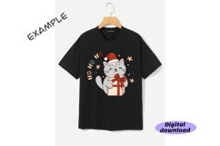 Cartoon Christmas Kitty with a gift box, Christmas cat png Product Image 2
