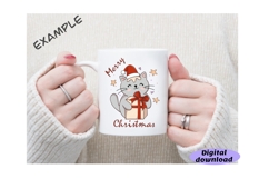 Cartoon Christmas Kitty with a gift box, Christmas cat png Product Image 3