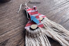 Patriotic Macrame Earrings Laser Cut Design Product Image 3