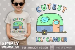 Cutest Lil Camper | Boys Camping Png | Blue & Green Camper Product Image 1