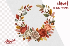 Autumn Floral wreath clipart, flowers wedding wreath PNG Product Image 1