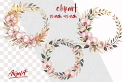 Floral wreath clipart, wedding wreath, orchid clipart PNG Product Image 1