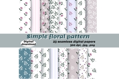 Floral pattern, Simple flower and leaf seamless pattern Product Image 1