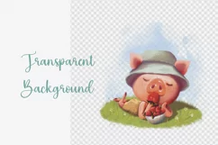 Cute Pig with strawberry PNG, Summer time sublimation design Product Image 2