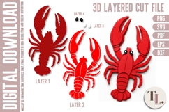 3D Layered Crawfish SVG Cut file | Print and Cut | SVG | DXF Product Image 1
